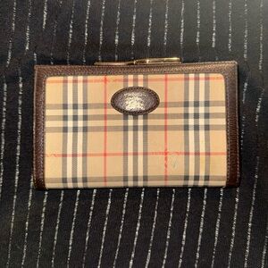 Burberry Beige and Red Plaid Wallet Authentic Pre-Loved